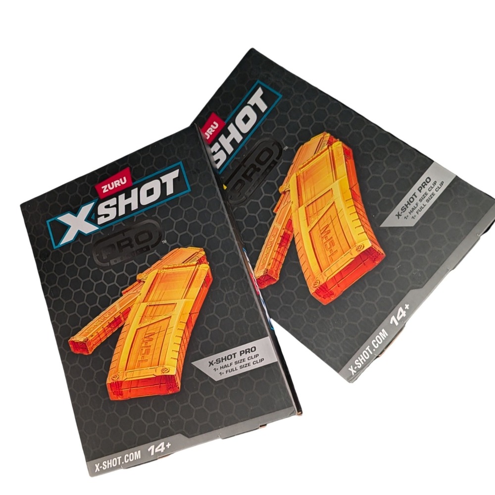 Zuru X-Shot Pro Series 2 box Magazine Clip Set Orange Translucent 36753 New NIB